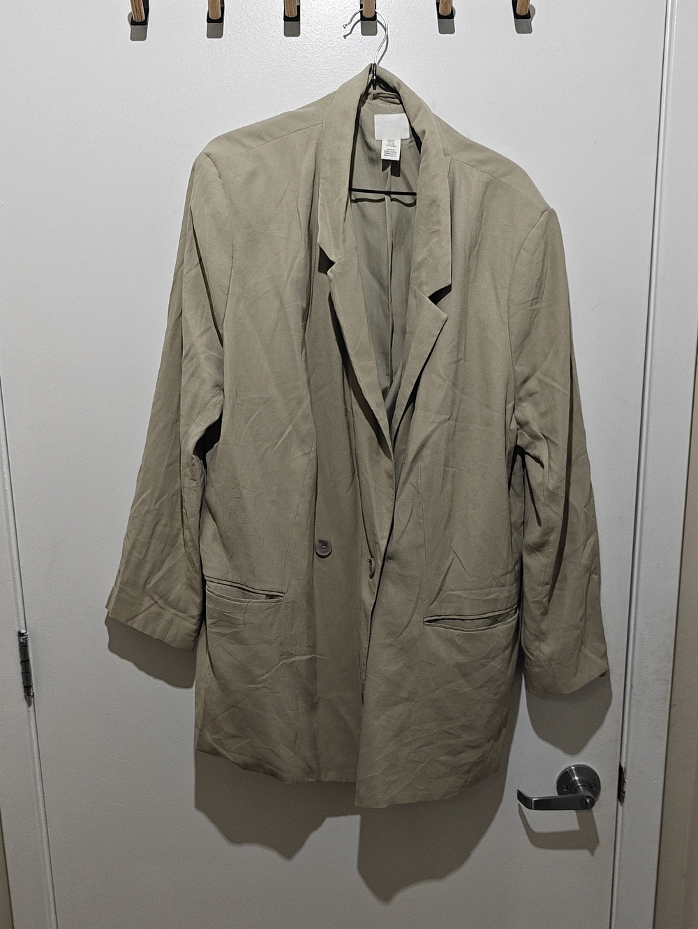 Female Oversized Beige Blazer Jacket